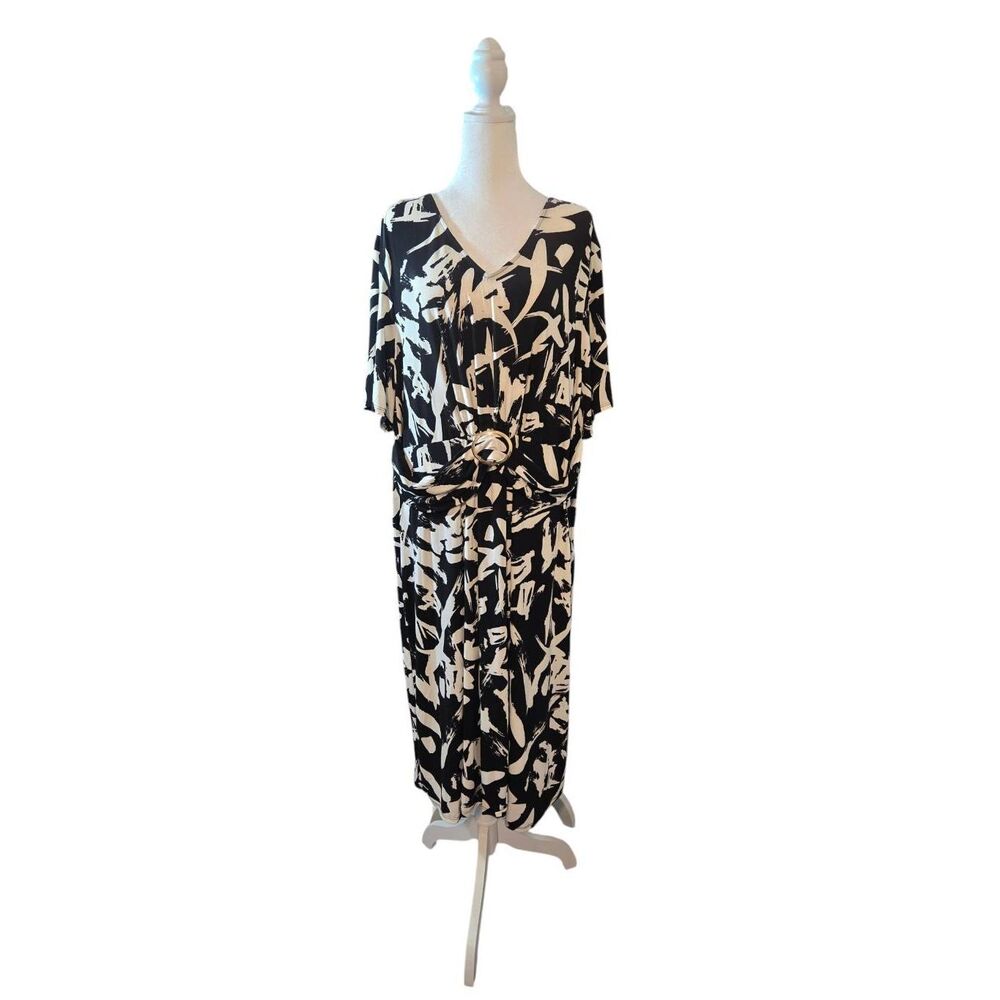 Anthony Original Women's Size 2X Black/White Midi Flare Dress